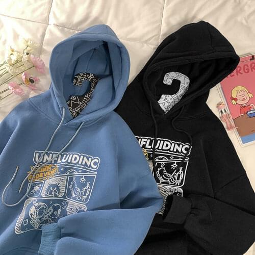 Men Hoodies Sweatshirts Long Sleeve Harajuku Cartoon Print Oversized Hoodies For Teens Male Loose Vintage Hoodies New Streetwear