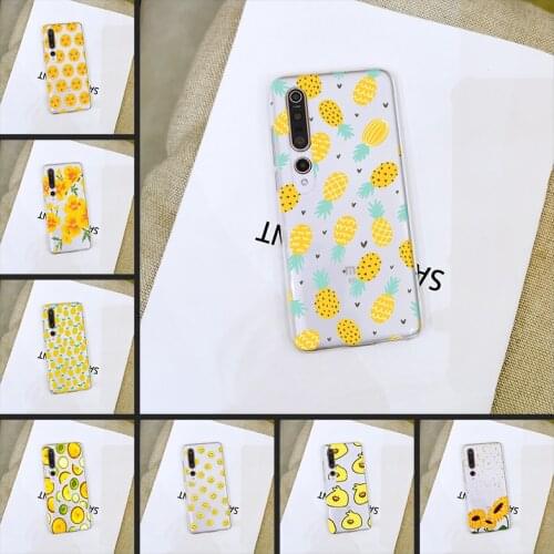 Soft Yellow Pineapple Flower Phone Case For Xiaomi Mi Note 10 Lite Pro Mi 10 Lite Pro Youth Play Back Cover Silicone Transparent