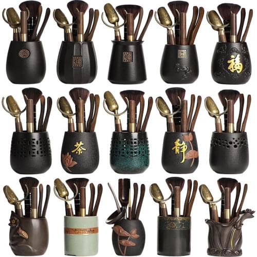 Black Sandalwood Solid Wood Kungfu Tea Set Tea Ceremony Six Gentlemen Combination Bamboo Tea Clamp Tweezers Tea Clip