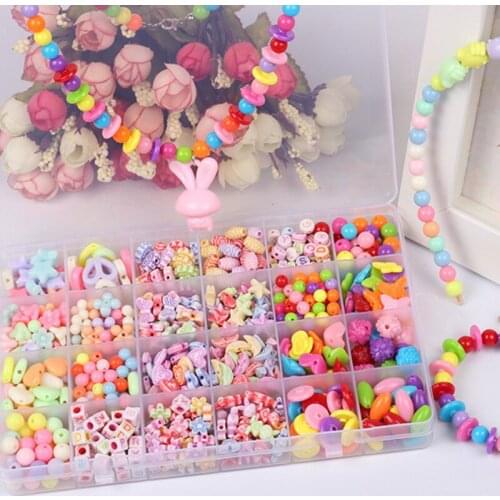 Kit For Make Bracelets Beads Toys For Children DIY 24 Grid Handmade Making Puzzles Beads For Girls Kit Girls Toys