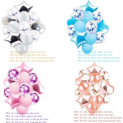 14pcs 12-18inch sequin balloon set aluminum foil sequin balloon wedding birthday party balloon decoration confetti balloon