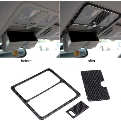 3Pcs Carbon Fiber Reading Light Panel Cover Modified Trim Fit for Nissan 350Z Hard Roof 2006 2007 2008 2009 Interior Mouldings