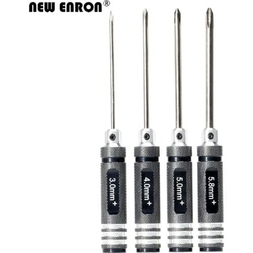 NEW ENRON 1Set Metal 3.0/4.0/5.0/5.8mm Cross Phillips Screwdriver Screw Driver Tool Kit for RC Car Helicopter Airplane Boat