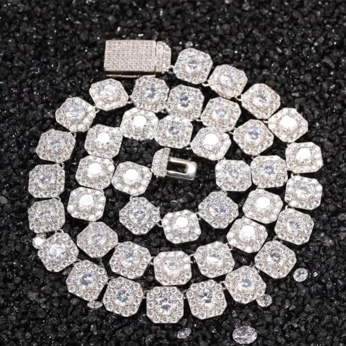 New Fashion Charm Hip Hop Jewelry Heavy Big Fashion 12mm Square Rock Tennis Chain Lovely Top Quality Cubic Zirconia Necklace