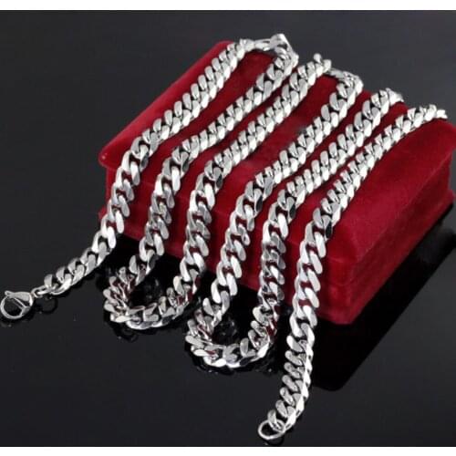 New Lot 5pcs in bulk 5mm wide 18-36'' Choose Women Mens Jewelry Stainless steel Smooth Curb Link Chain Necklace Good Gifts