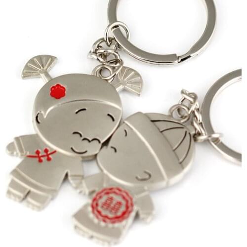 Pobaby Littlepopkid Couple Keychain Valentine Gift Fashion Chinese Traditional Wedding Key Chain Ring Keyring Keyfob 83007