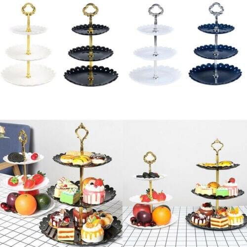 3 Tier Cake Plate Stand Wedding Birthday Party Afternoon Tea Ableware New Bakeware Cake Shop Dessert Fruit Tray Cake Rack