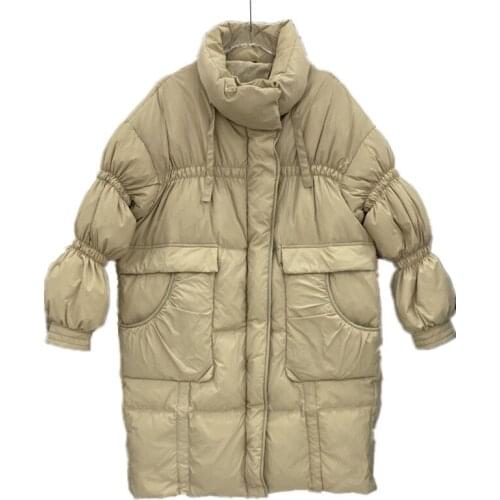 Womens Winter Down Jackets Stand Collar Long Parka Warm Duck Down Coat Woman Puffer Jacket Oversized Outwear Coat Women