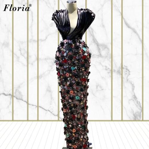 Plus Size African Flowers Prom Dresses Long Mermaid Vintage Evening Gowns Sleeveless Vintage Opening Ceremony Dresses платье