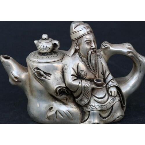 Rare Old Silver carving ornaments--Stump pot,handmade crafts,best collection & adornment,free shipping