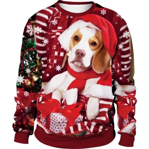 Cute Dog Animal Cartoon Christmas Sweaters Women Man Xmas Funny Jumper Oversized Autumn Winter Unisex Pullovers Family Clothes
