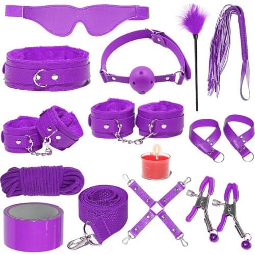 Sex Toys for Couples Exotic Accessories Sex Bondage Gear Sets Leather Handcuffs Whip Rope Nipple Clip BDSM Toys Sex Game