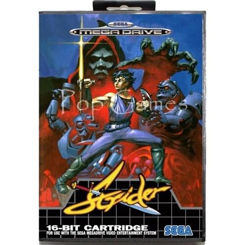 Strider with Box for 16 bit Sega MD Game Card for Mega Drive for Genesis Video Console