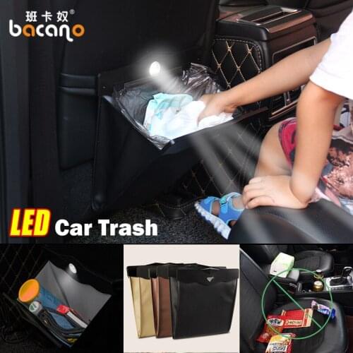 Led Dual-use storage bag Car Vehicle Trash Rubbish Bin Garbage Can Styling Dust Case Holder Seat Back Bag Car Ashtray Barrel