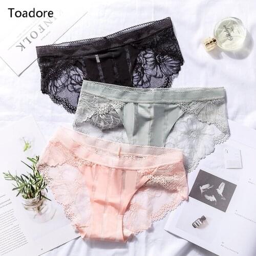 3 Pcs Sexy Lace Panties Womens Seamless Underwear Panty Lingerie Breathable Hollow Out Briefs Panties Female Underwear Bragas