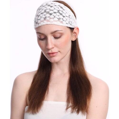 Vintage White Lace Headband Women Elastic Hair Bands Solid Bandeau Cheveux Sweet Headdress Wide Head Wrap Girls Hair Accessories