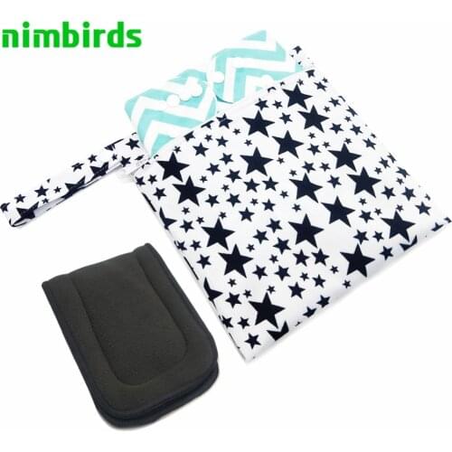 Waterproof Wet Bag Fashion Prints Wet Dry Diaper Bag Pocket Nappy Wetbags Reusable PUL Travel Wet Dry 20X23 cm Diaper Bag