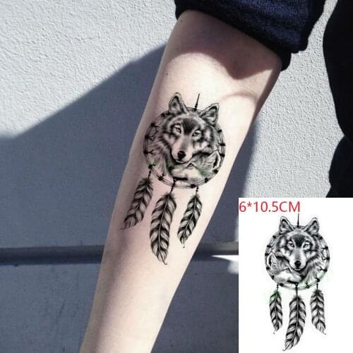 Waterproof Temporary Tattoo Sticker Feather Dreamcatcher Feather Wolf Sexy Body Art Flash Tattoo Fake Tattoo for Women Men