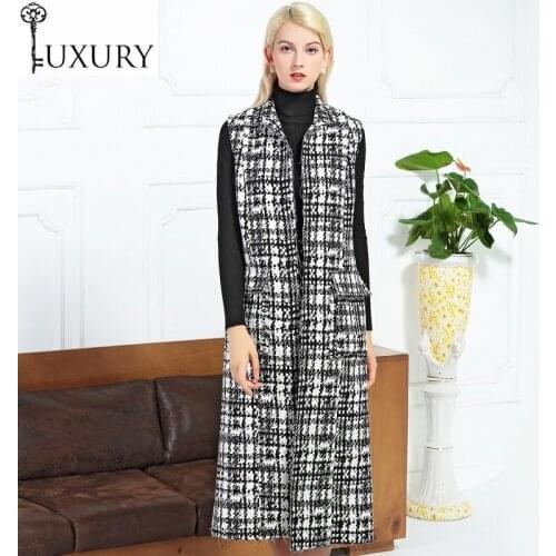 Fashion Top Quality New Cardigan Jackets Autumn Winter Long Vest Outerwear Coat Female Vintage Plaid Jacket Casual