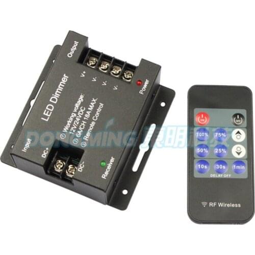 Iron shell rgb LED controller rf wireless LED reomte dimmer 18A 432W DC12V-24V RF 11key For LED Single Color Strip,5pcs