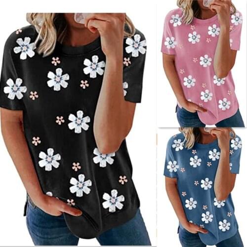 2021 Summer Ladies New Fashion Top Casual Loose Round Neck Hot Print Short-Sleeved T-Shirt Women Clothing