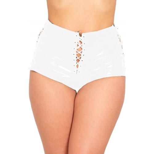 High-Waisted Women Shorts Leather Sexy Clubwear Hot Pants for Night Party Clubwear Lady Rave Knickers Bandage Pole Dance Shorts