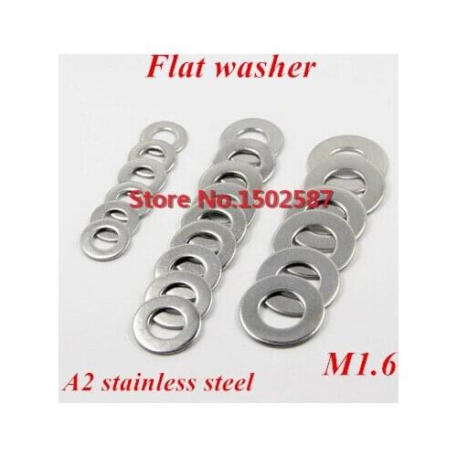 300 Pieces DIN 125 Flat Washer M1.6 A2-70 Stainless Steel SS304 M1.6*4 Thickness 0.3mm