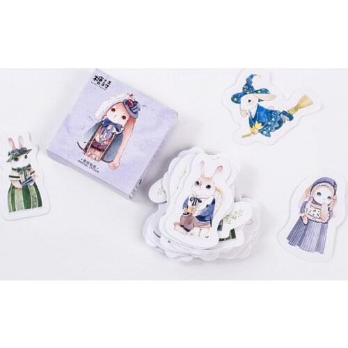 45PCS/box Cute Creative Magic Rabbit Album Paper Lable Stickers Crafts And Scrapbooking Decorative Lifelog Sticker Stationery