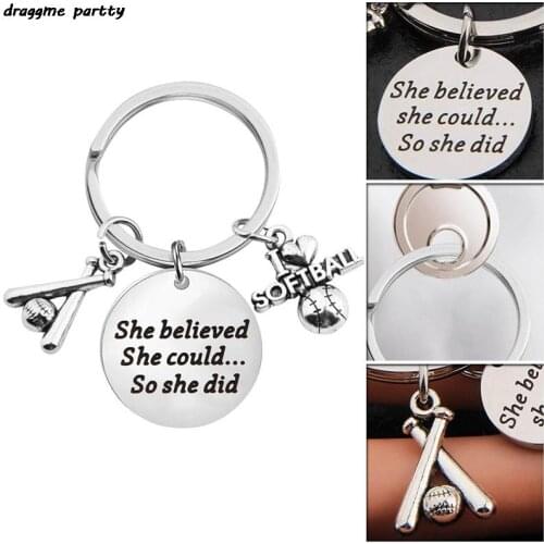 Charm Softball Player Key Ring Gift Baseball Glove Key Chains Baseball Soccer Basketball Keychain Ring For Keys