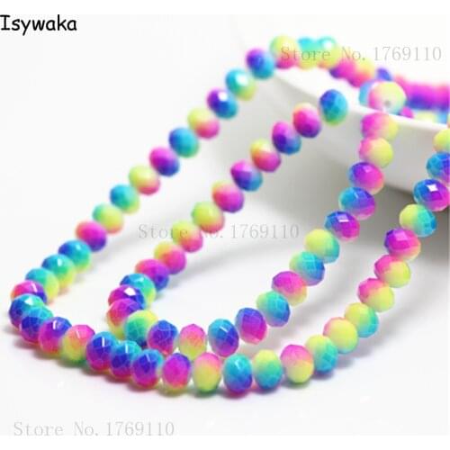 Isywaka Fashion 4x6mm 50pcs Rondelle Austria faceted Crystal Glass Beads Loose Spacer Round Beads for Jewelry Making No.41R6