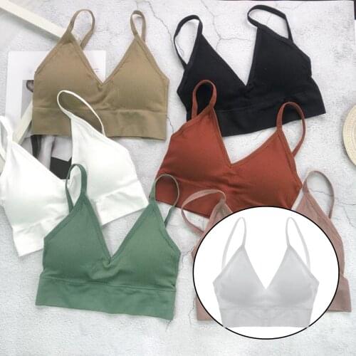 V Neck Padded Bralette Seamless Comfort Bra Bustier Tank Top Sport Bra for Women Fitness Yoga