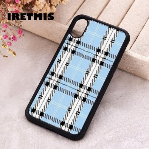Iretmis 5 5S SE 2020 phone cover cases for iphone 6 6S 7 8 Plus X Xs Max XR 11 12 MINI Pro Soft Silicone TPU Blue Plaid design