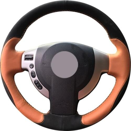 Black Suede Brown Leather Car Steering Wheel Cover for Nissan QASHQAI X-Trail NV200 Rogue