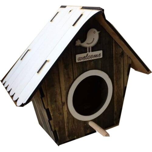 Wooden Birdhouse Home Outdoor Garden Decoration Bird House Nest Hanging Bird House Bird Feeder Green