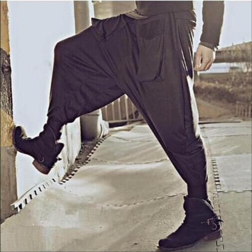 Men Trousers Personality Elastic Strap Big Harem Pants Tide Loose Plus Size Casual Health Pants Costumes 2020
