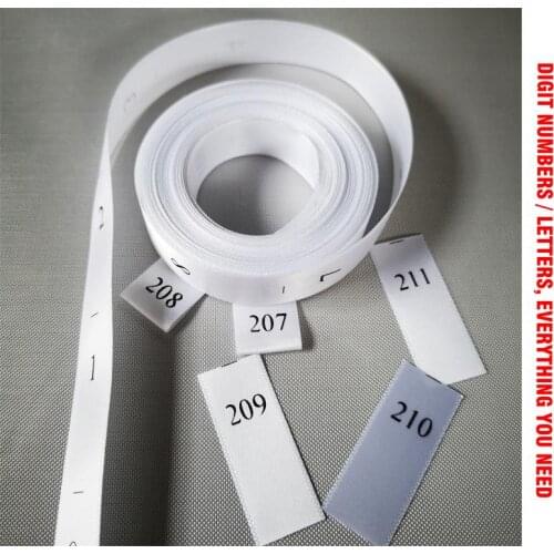 Soft silk ribbon cloth number size label baby/kid children clothing Pipeline digital code number sewing clothing label tags