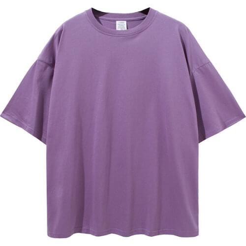 Oversize High Street Hip Hop Tees Men Solid Color Loose Short Sleeve O-Neck Collar Thin 2021 Summer T-Shirts Tops Clothes Male