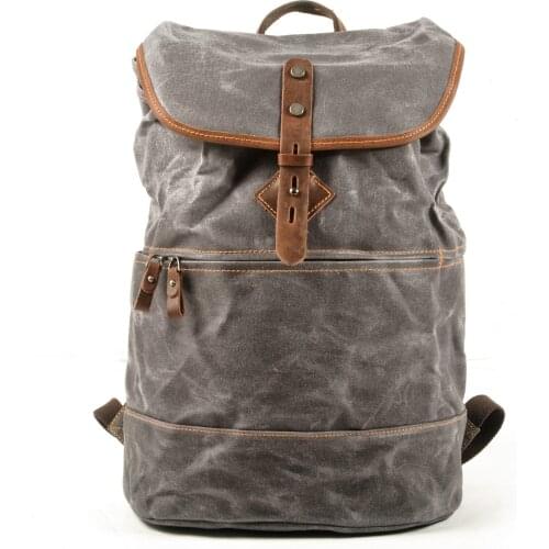 M457 Outdoor Mountaineering Bag Retro Canvas Backpack Men Travel Leisure Cylindrical Schoolbag Large Capacity Computer Backpack