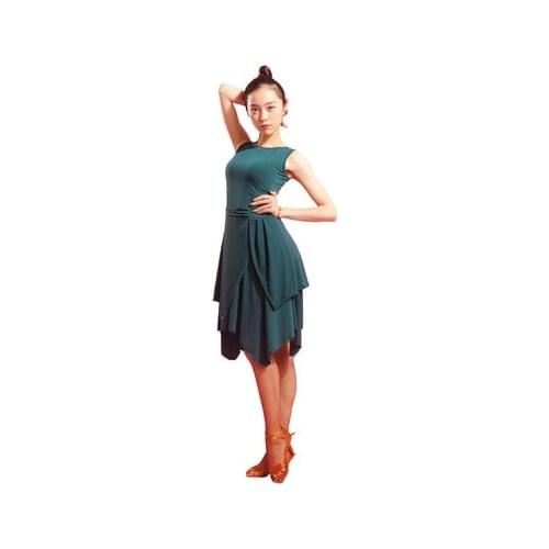 Latin dance costume female adult new practice clothes dance dance suit sleeveless round neck dress
