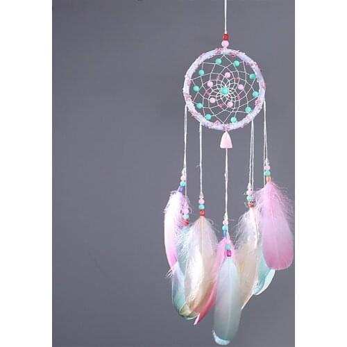 Life Tree Feather Dream Catcher Girls Pink Dreamcatcher Gift Room Decorations Felt Nursery Mobile Childrens Tent Decoration New