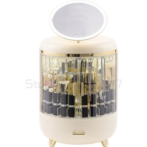 Desk top led cosmetic mirror with lamp desk top folding dressing fill light storage box