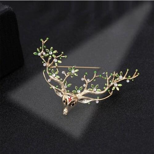 SWOUR New Fashion Jewelry Luxury Crystal Zircon Elk Deer Design Christmas Gift Suit Apparel Brooch Pin Collar For Women S571