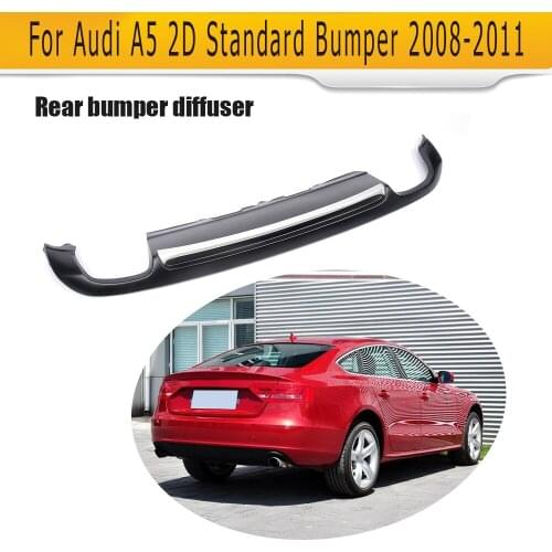 PU Rear Bumper Lip spoiler Diffuser For Audi A5 Coupe Standard Only 2008-2011 Non-Sline Black With Decoration
