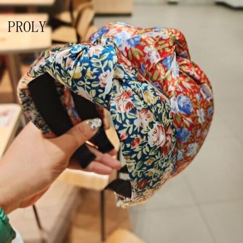 PROLY New Fashion Women Hairband Vintage Bohemia Flower Headband Center Knot Casual Turban Spring Headwear Hair Accessories