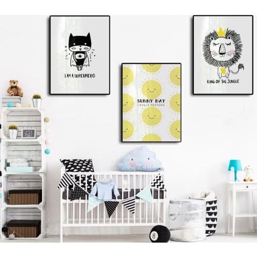 Nordic Simple Home Decor Cartoon Character Lovely Animal Painting Poster Canvas Painting Space Wall Art For Living Room Unframe