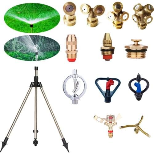 Garden Watering System Stainless Steel Tripod Impact Sprinkler Garden Kit For Farmland Plant Flower Irrigation System 360 Degree