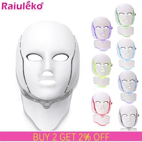 Led Light 7 Colors Facial Mask Led Photon Therapy Face Mask Machine Therapy Skin Care Acne Removal Mask Neck Beauty Led Mask
