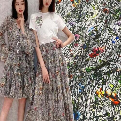 European brand new digital printing fabric printing grass flower printing fabric sewing fabric factory store is not out of stock