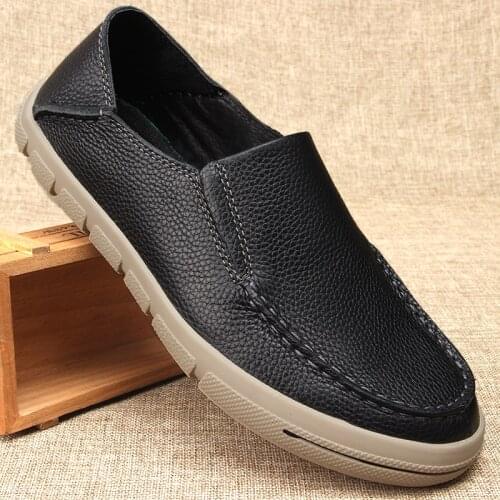 Spring Autumn Genuine Leather Mens Shoes Round Toe Soft Bottom Men Loafer Shoes Breathable Luxury Male Designer Shoes
