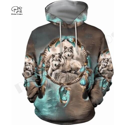 PLstar Cosmos 3Dprint Newest Native Wolf Animal Tattoo Harajuku Streetwear Funny Unique Awsome Casual Hoodies/Sweatshirt/Zip Q-4